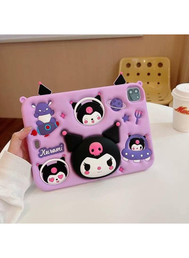 Cartoon 3D Silicon Handle Stand Cover For iPad Air 11 Inch (M3/M2-2025/2024), iPad Air 5th/4th Generation Case (2022/2020) 10.9 Inch, Funda Case (With Rope) (Kuromi) - Image 1